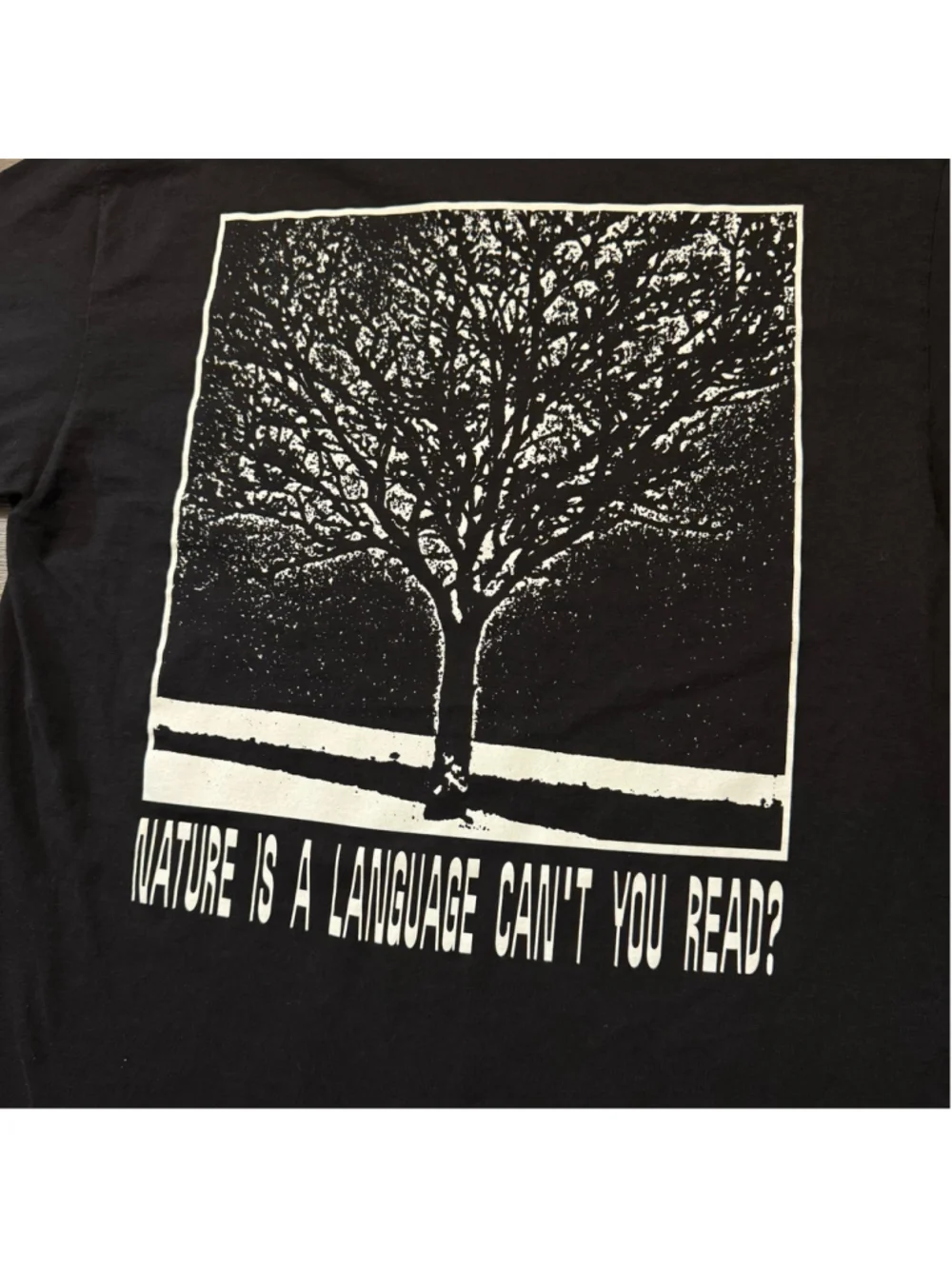 PLEASURES Nature Is a Language You Cant Read Graphic Shirt Size Large